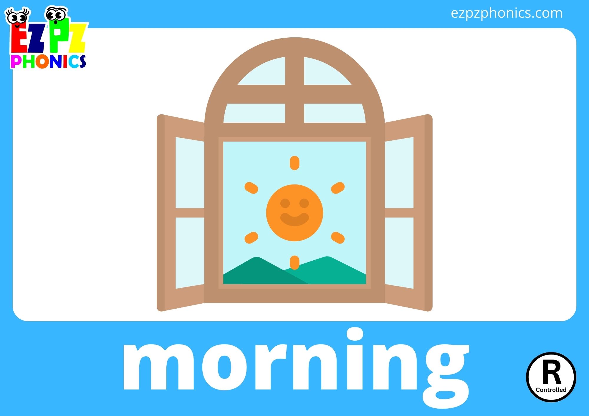 or Two Syllable R-Controlled Words Phonics Flashcards with Images and Words Free Printable PDF or View Online For Homeschool Parents and Teachers to Teach Kindergarten and Preschool Children